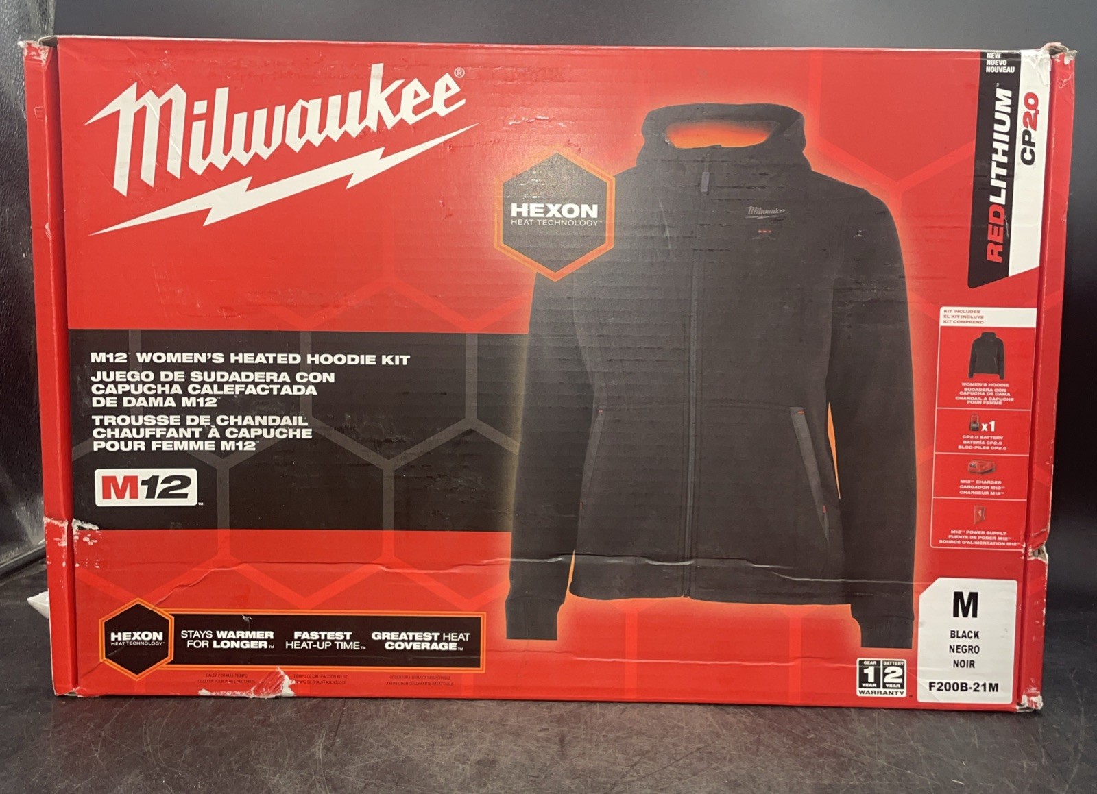 Milwaukee Tool F200b-21M Women’s Heated Hoodie, Up To 8 Hours Time, Zipper (NEW)
