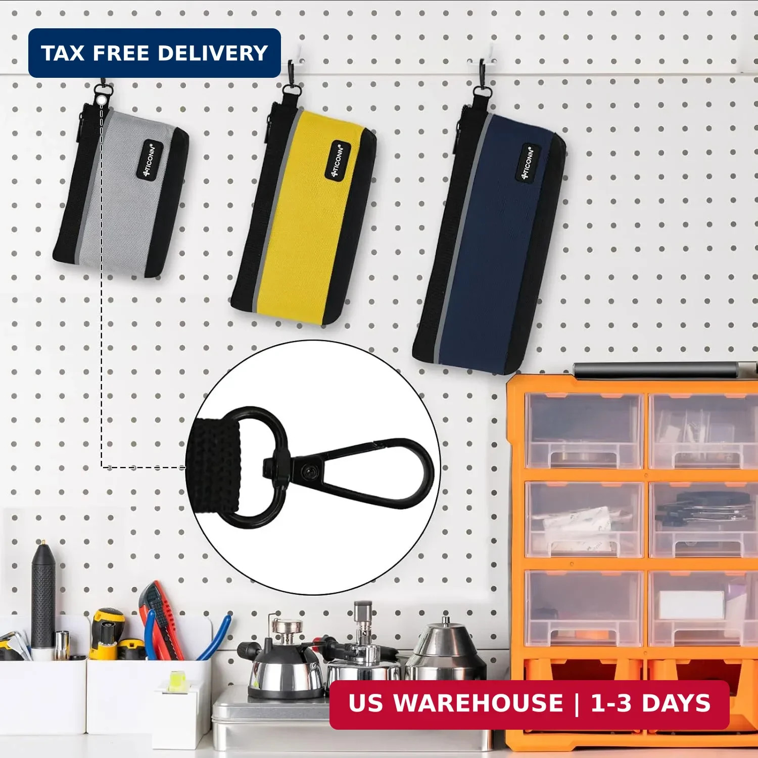 TICONN Tool Pouches with Zipper, 1680D Oxford Small Tool Bags, Waterproof Utilit