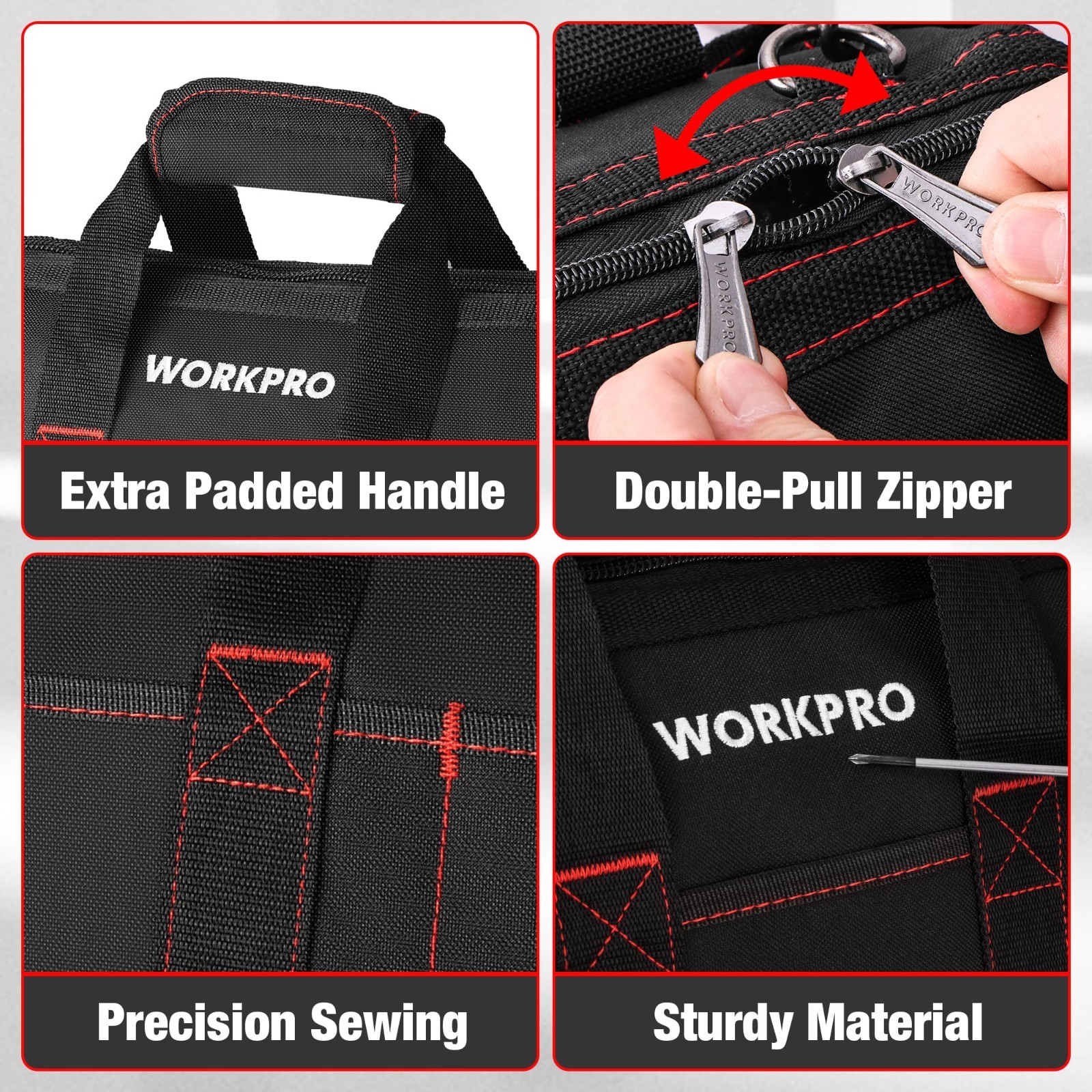 16″ Wide Mouth Tool Storage Bag with Waterproof Base, Heavy-Duty Organizer, Dura