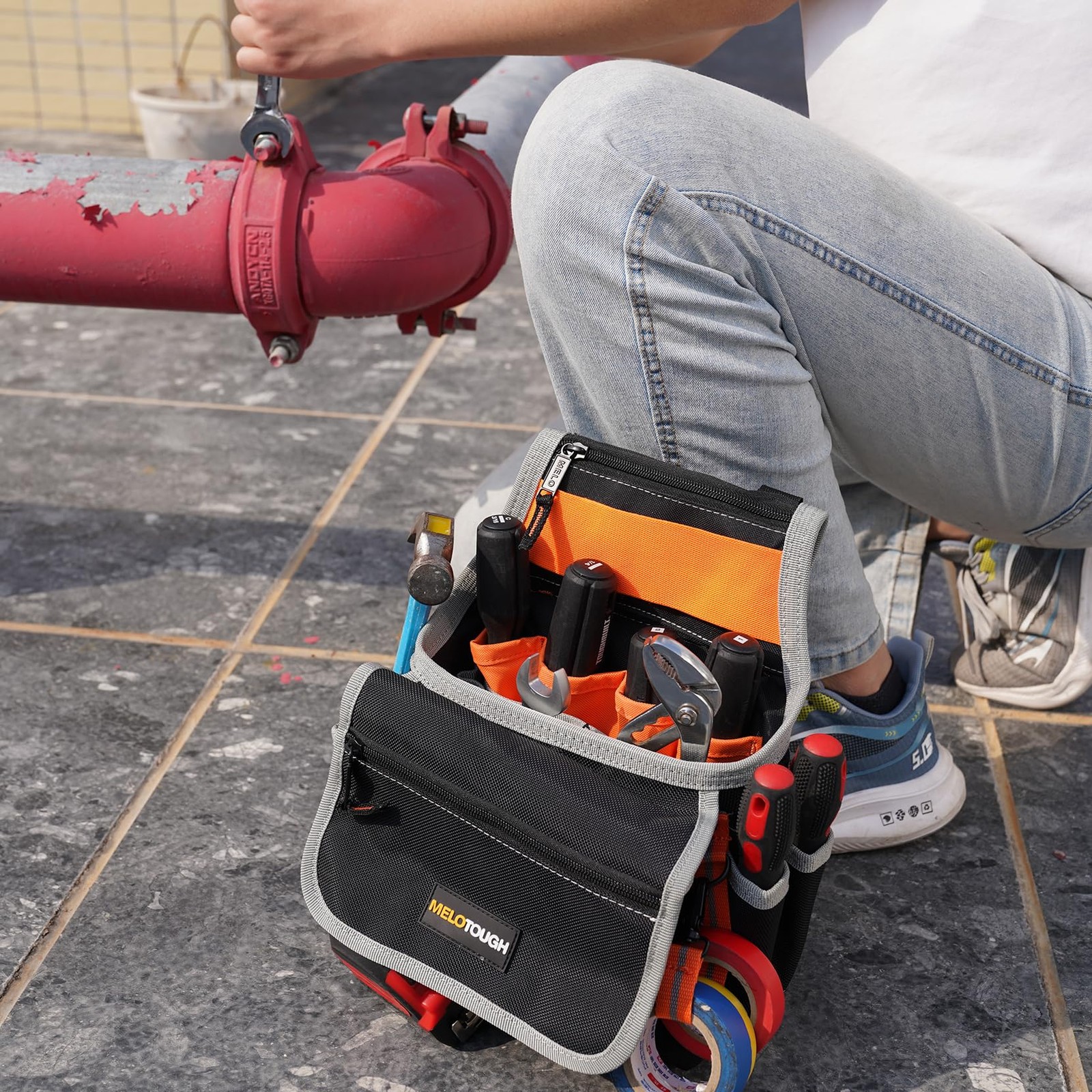 Electrician Tool Pouch Bag with Shoulder Strap 20 Pockets Tool Belt Pouch Too…