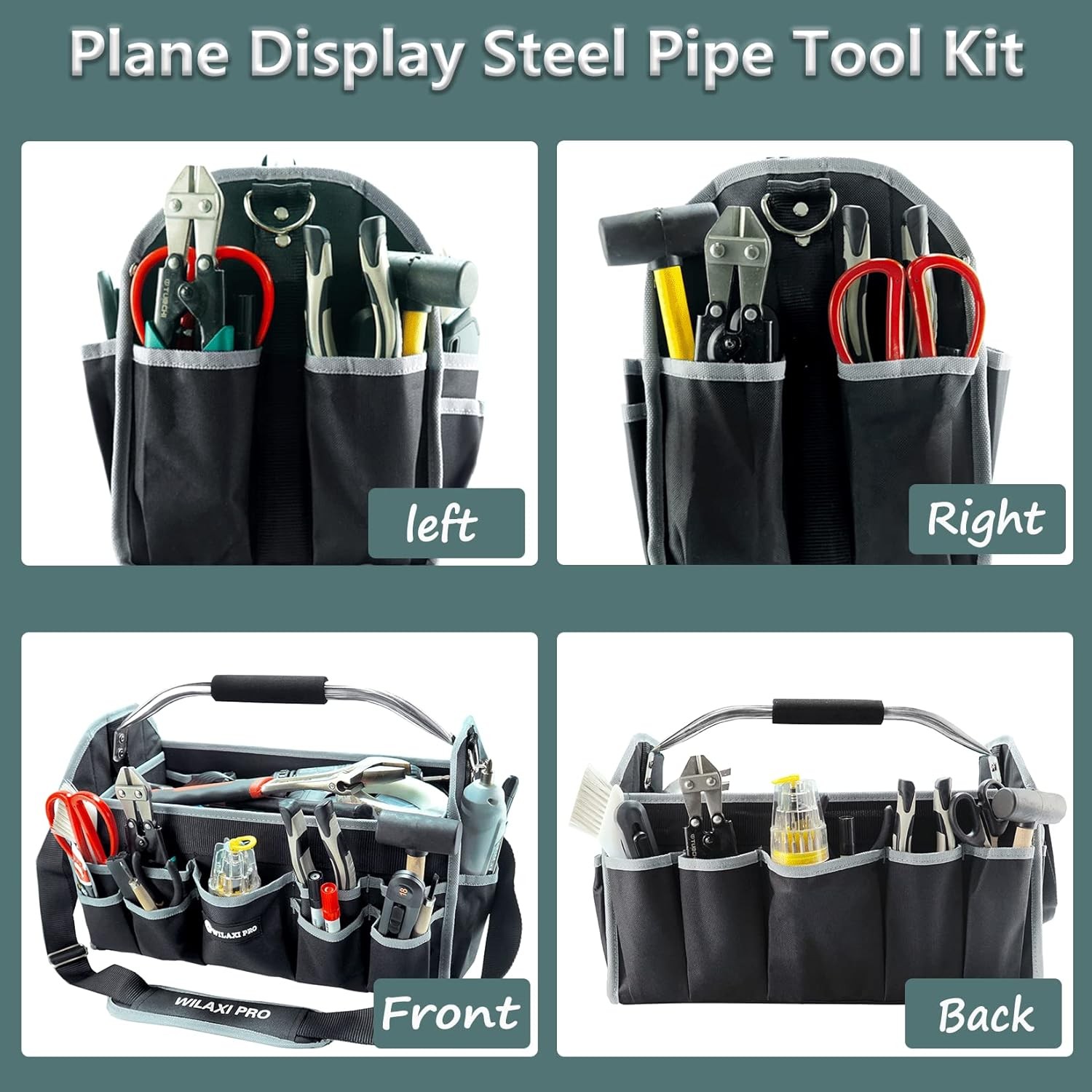 20in Tool Bags For Men Heavy Duty, 22 PCS Pockets Tool Bag Organizer