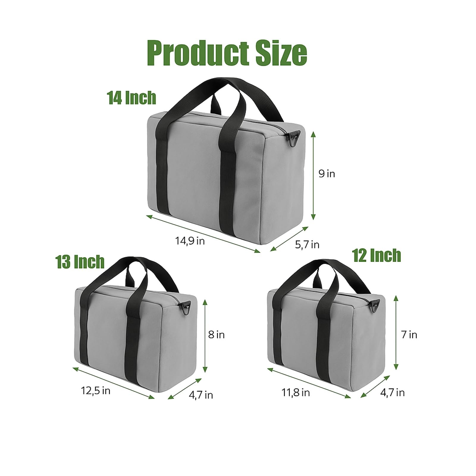 Canvas Tool Bag Wide Mouth Organizer Storage Handbag 12 Inch Gray