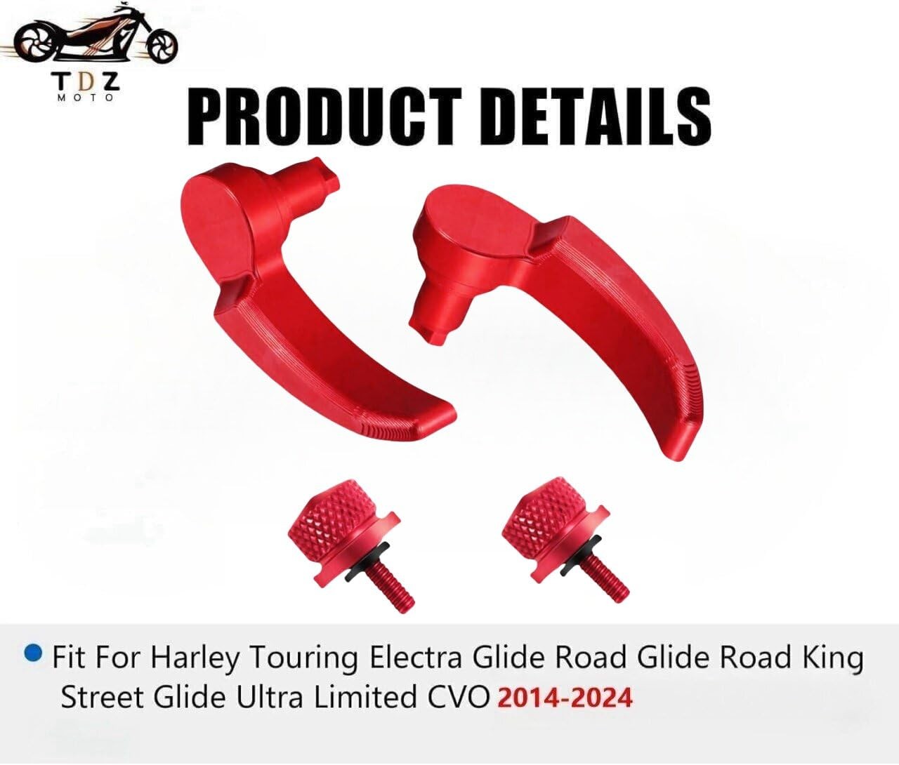 Red Saddlebag Latch Kit Saddle Bag Latches Lifter & 2PC Seat Bolt Screw for H…