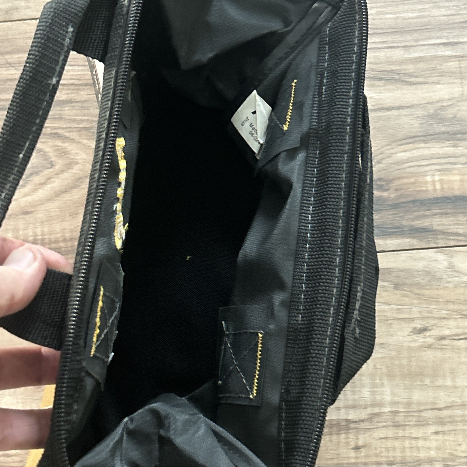 AWP 12 Inch Tool Bag 600D Black Tan Webbed Handles Outer Pockets Model 1L-22312