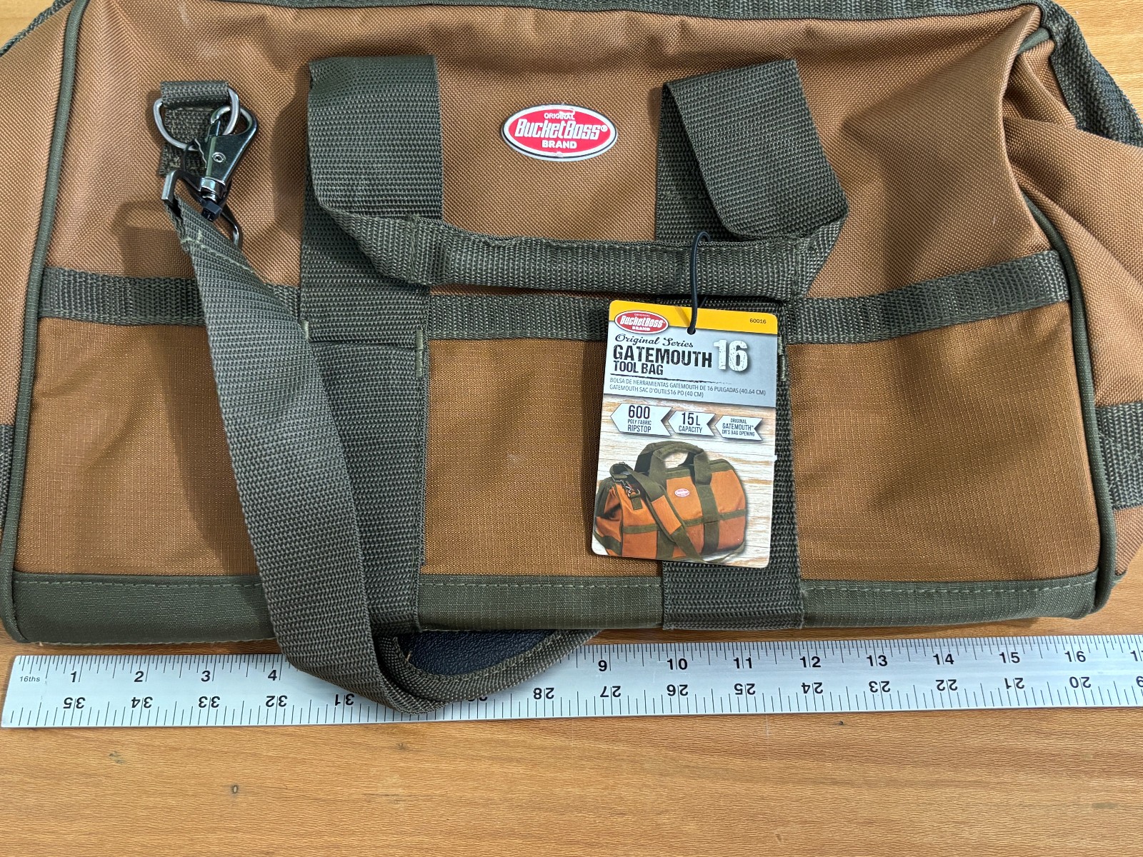 Bucket Boss Gatemouth 16 Tool Bag 600D Ripstop 16 Pockets Model 60016 New