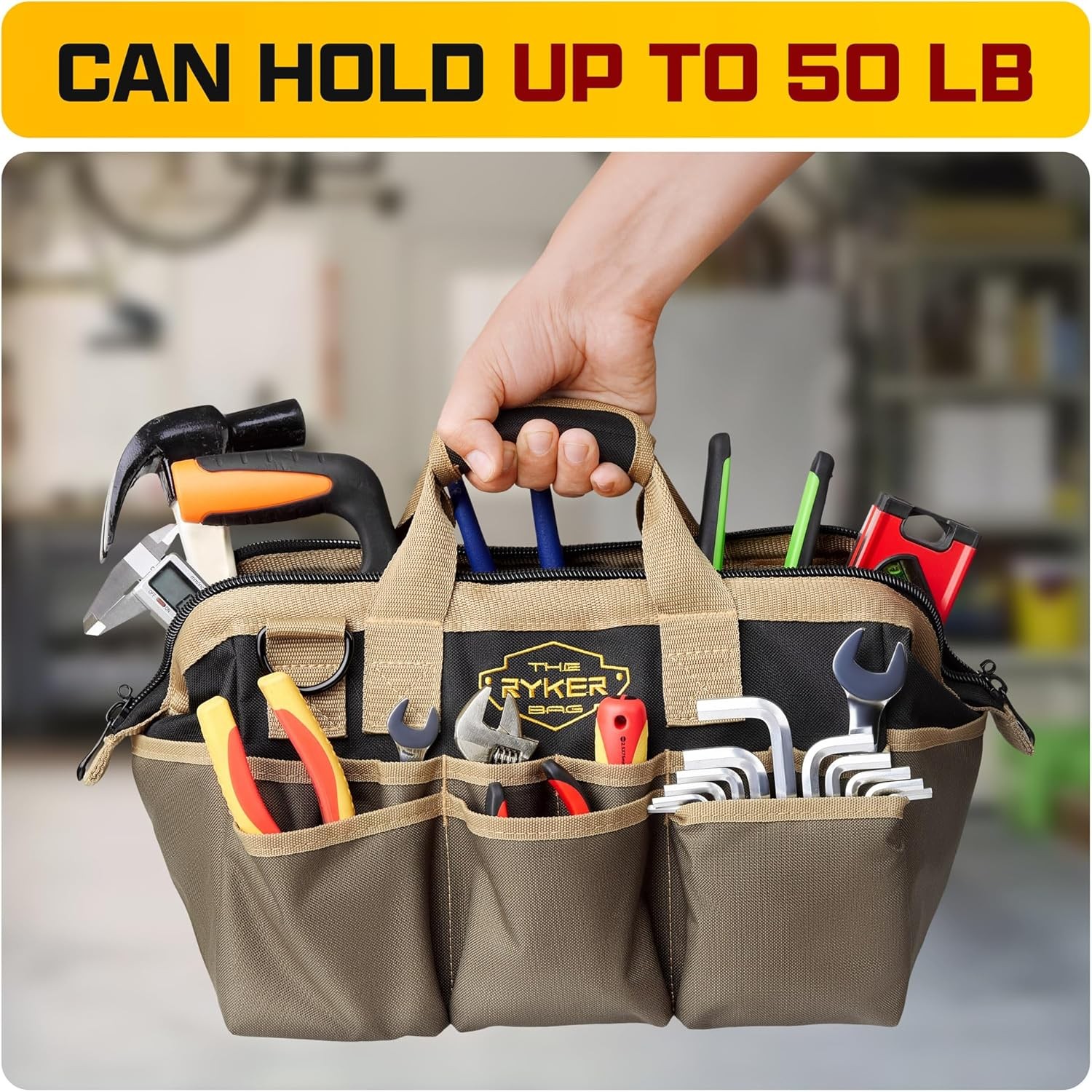 Ryker Heavy Duty Tool Bag 14 Inch 22 Pockets for Mechanic
