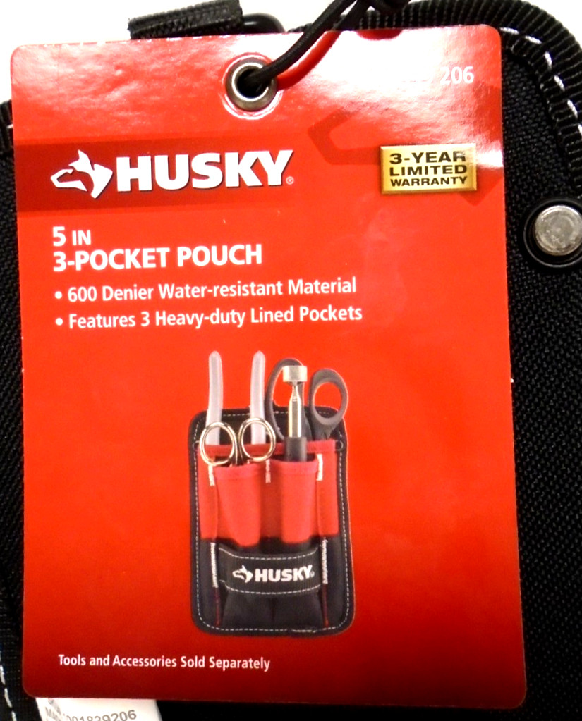HUSKY 5 Inch 3 Pocket Pouch with Belt Clip 600 Denier Heavy Duty Free Shipping