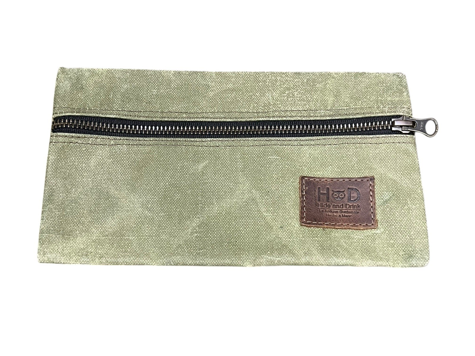 Hide and Design Green Waxed Canvas Utility Cord Pouch Organizer