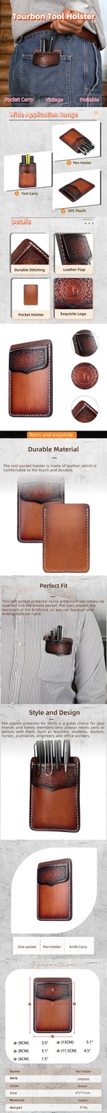 TOURBON Leather Shirt Pocket Pen Organizer Jacket Pouch Gift for Doctors Nurses