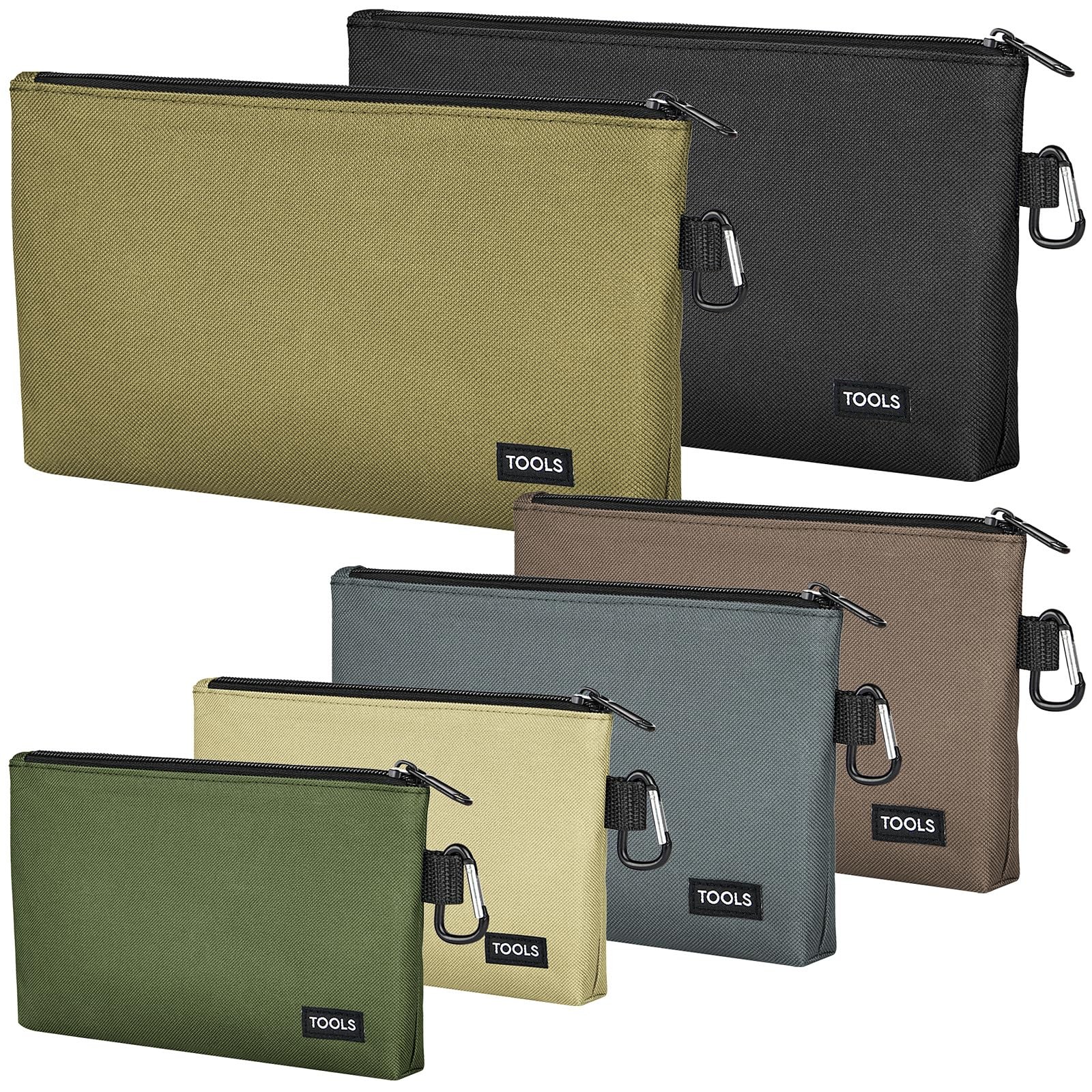 COIDEA 6 Pack Zipper Pouch, Premium Tool Bag, Utility Flat Small, Multicolor