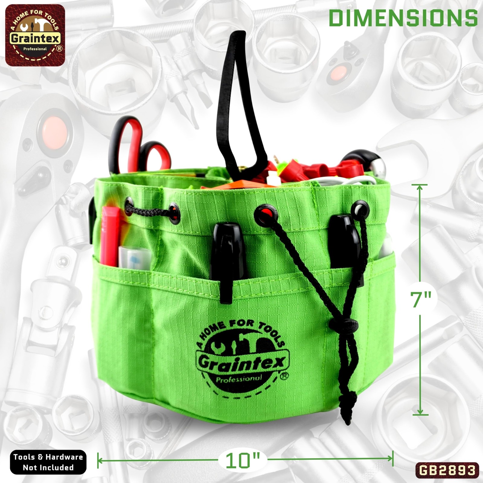 Lime Green Utility Holster Pouch Durable Tool Bag with Multiple Pockets