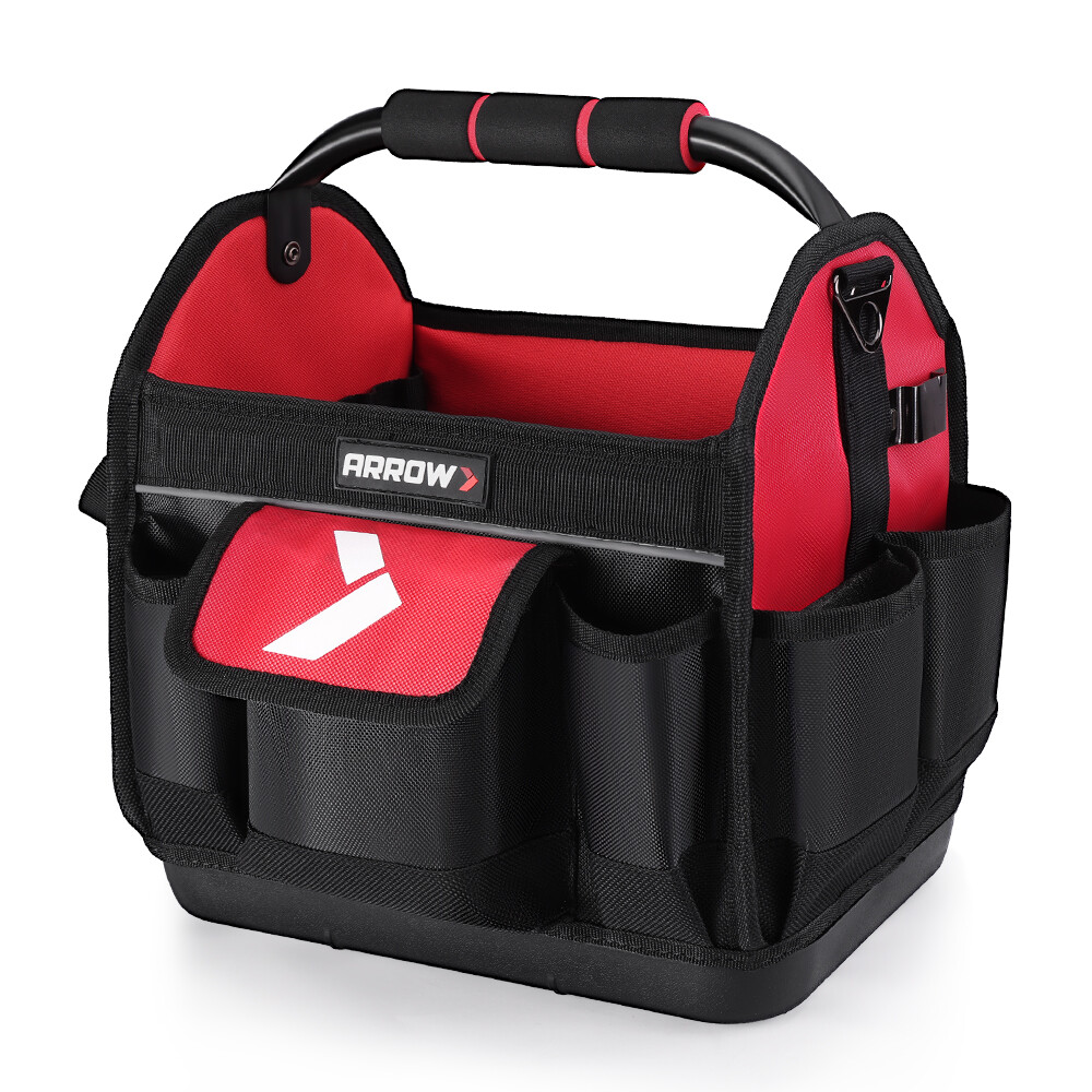 ARROW 12″ Tool Tote Hard Base Electrician Tool Bag Open Top Tool Bag w/19 Pocket