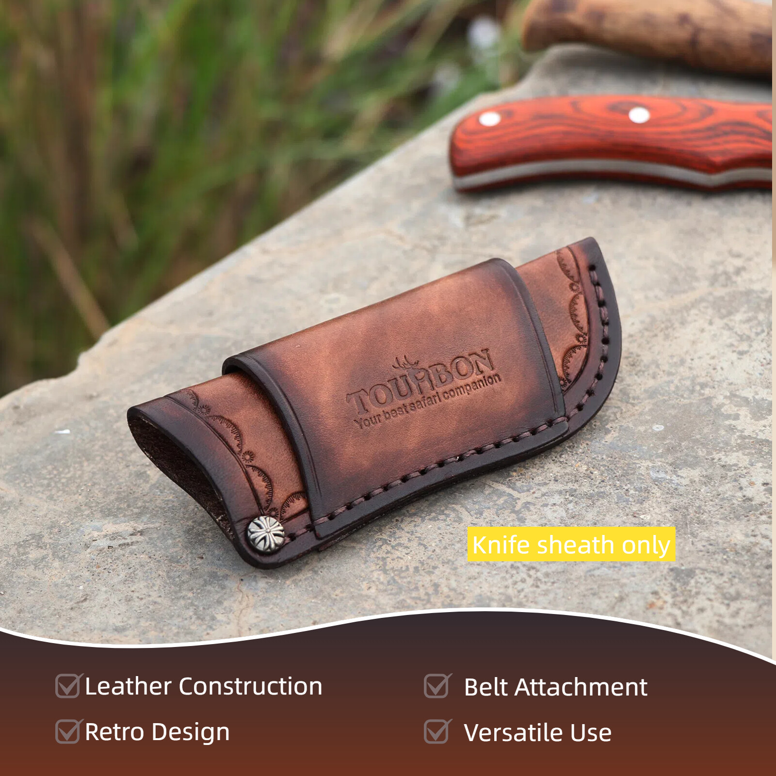 TOURBON Leather Knife Sheath Fixed Blade Cover Pocket Knives Carry Belt Pouch