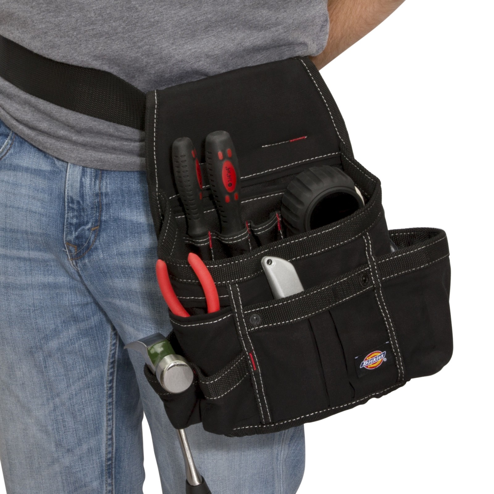Tool Belt Pouch 8 Pocket Webbing Reinforced Black Dickies 57054