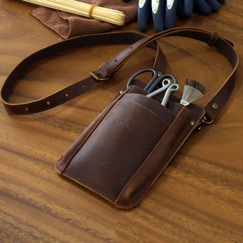 TOURBON Garden Tools Organizer Belt Pouch Women Leather Shoulder Bag for Gift