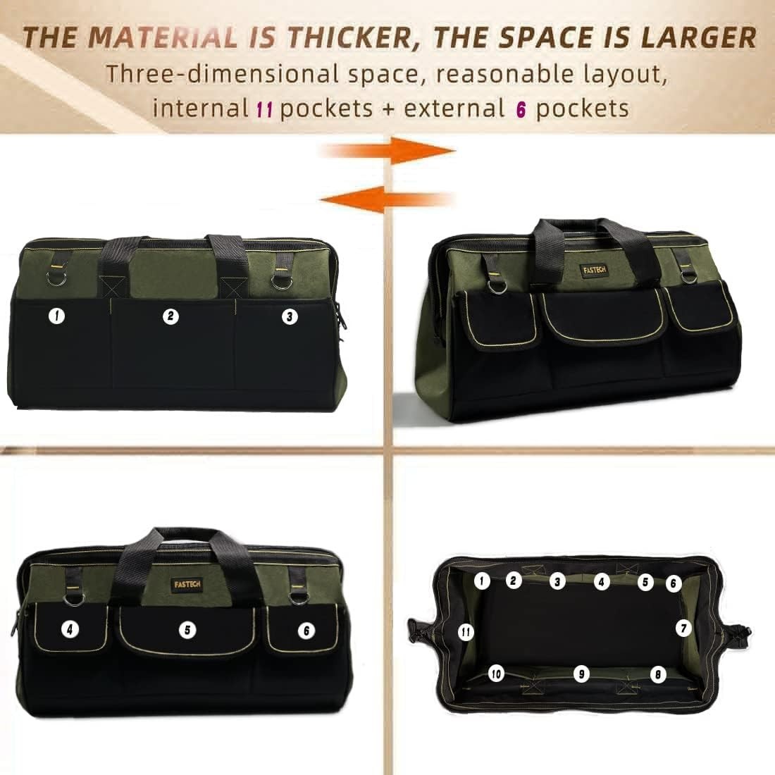 Wide Mouth Tool Bag with Waterproof Base – 20 Inch