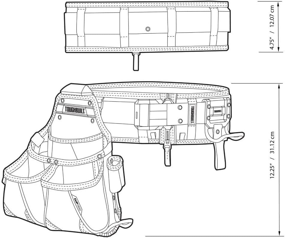 ToughBuilt ClipTech Series – 3-Piece Pro Framer Tool Belt Set 2 Pouches