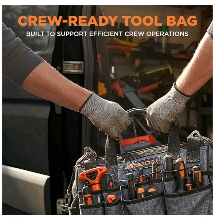 Arbon Electrician Tool Bag Heavy Duty Organizer with 34 Pockets Large Storage.
