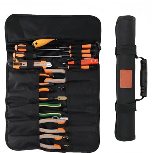 Heavy Duty Waterproof Tool Roll Up Bag, 22+1 Pocket Organizer Pouch, Portable To