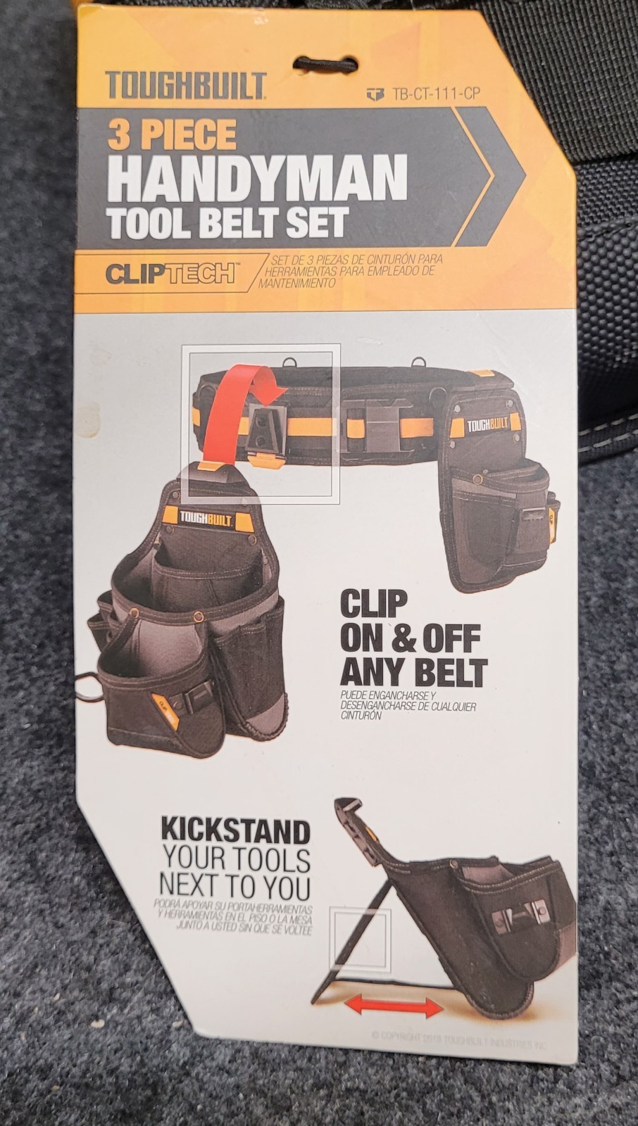 TOUGHBUILT ClipTech 3pc Tool Belt Set TB-CT-111-CP + Fastener Bags + Holders