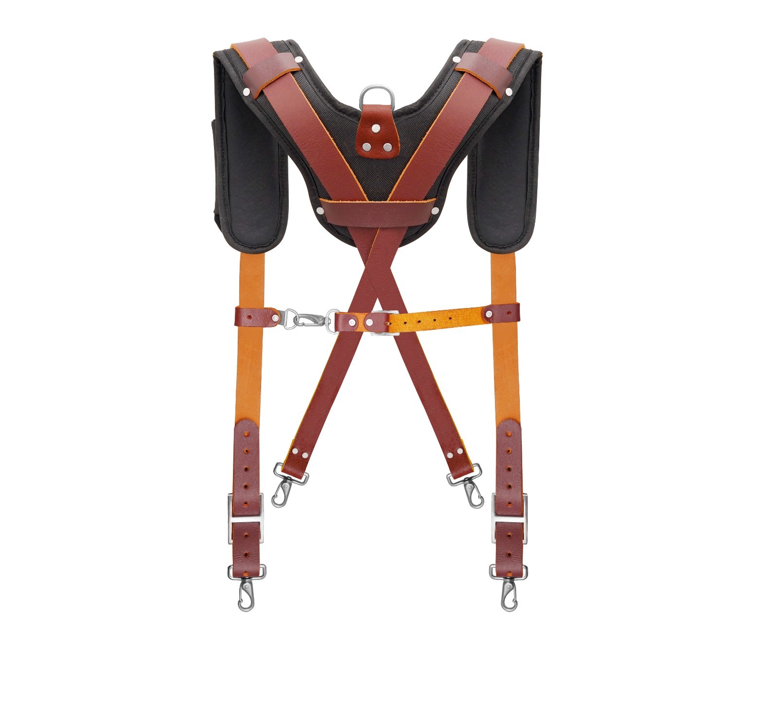 Trutuch Maroon Leather Tool Belt with Suspender | 18 Pockets | Framers Tool Belt