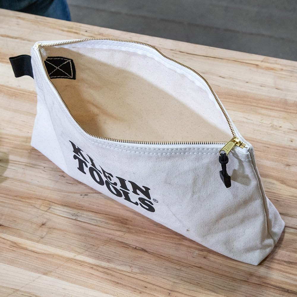 KLEIN TOOLS 62042 16-Inch Zipper Bag, Extra Long, No. 10 Canvas, Heavy Duty Tool