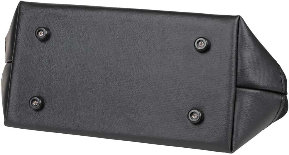 Heavy Duty Black Canvas Tool Bag with Wide Hinged Opening and Leather Handles, 1