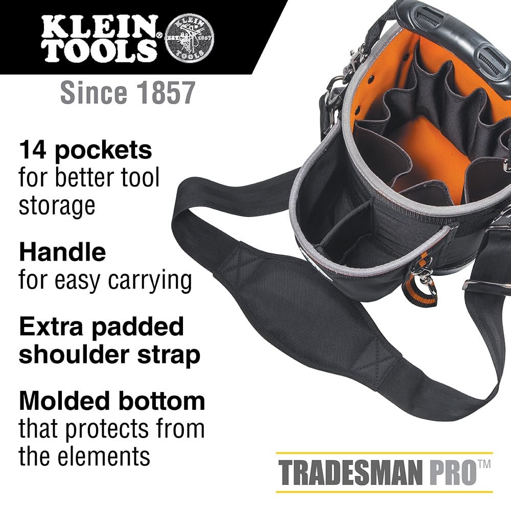 55419SP-14 Tool Bag with Shoulder Pouch, Black&Orange