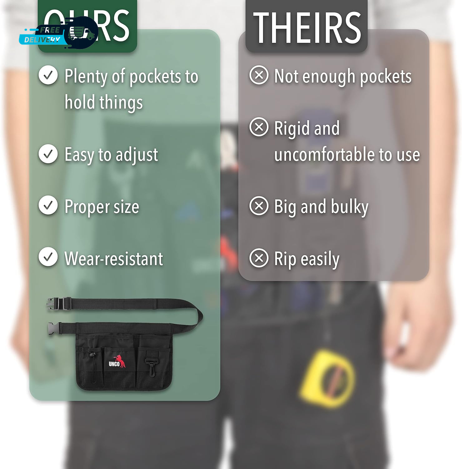 Gardening Belt Garden Tool Belts for Men Waist Apron with Pockets Construction