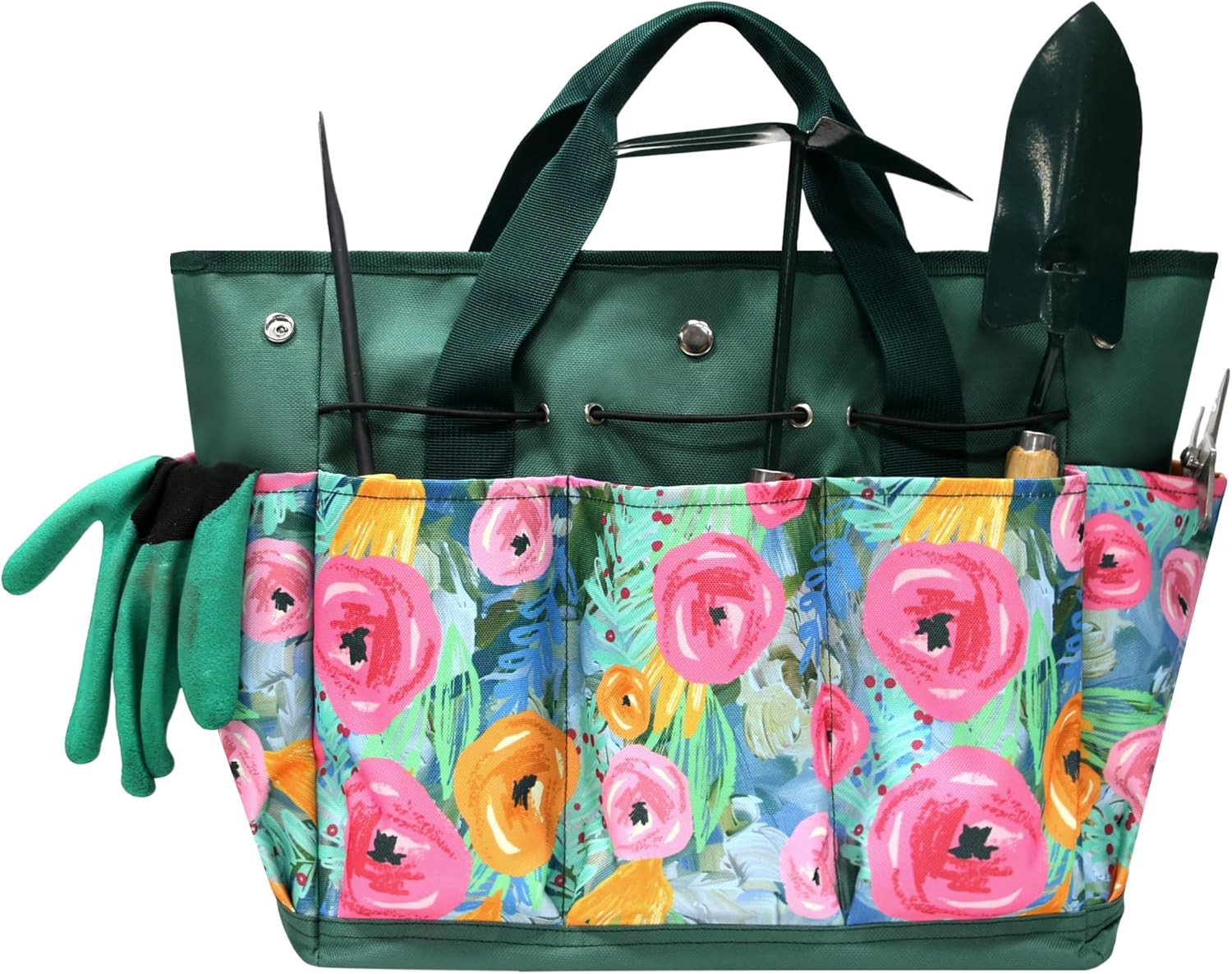 Waterproof Garden Tool Bag, 600D Oxford Portable Gardening Tote with Handle & Mu