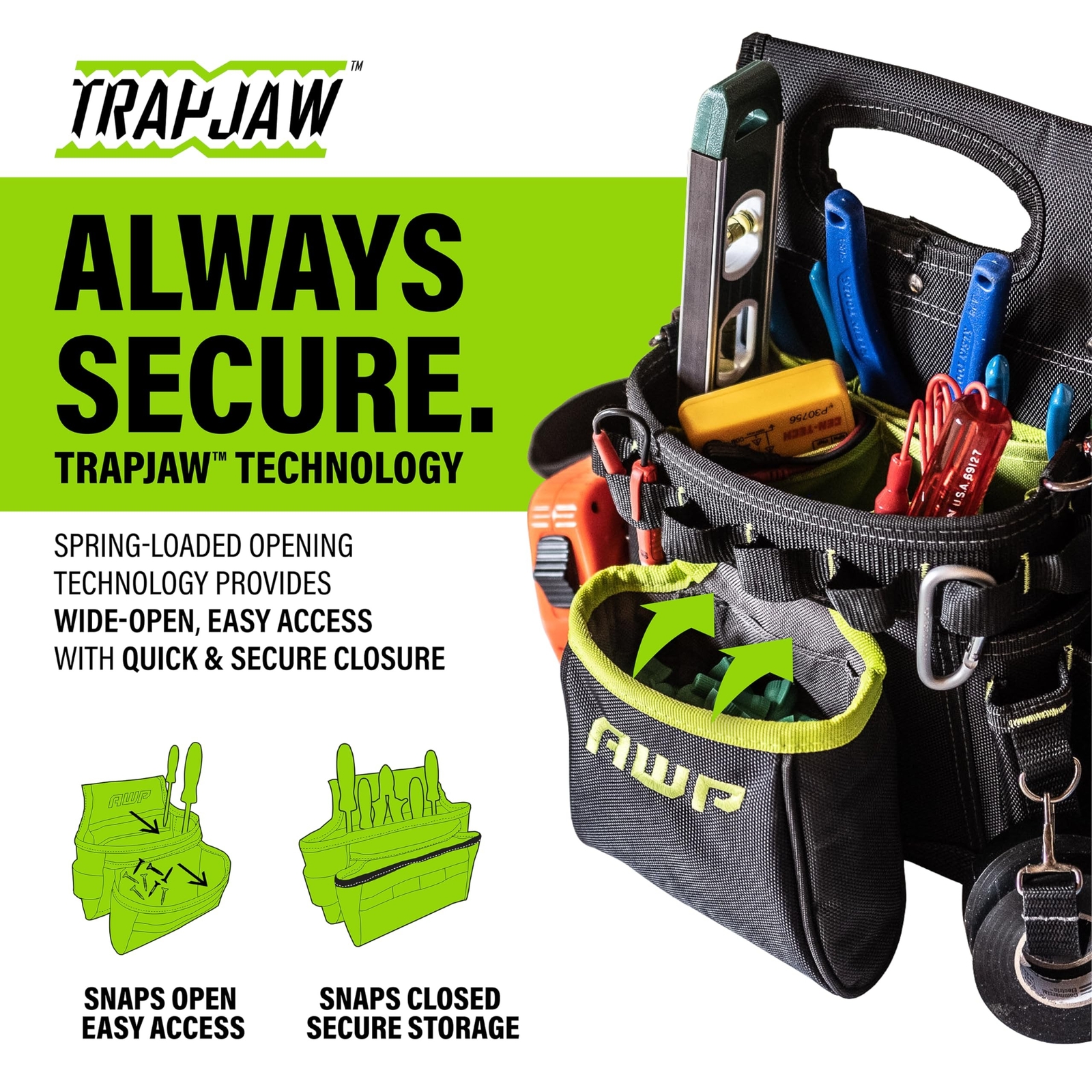 TrapJaw 3-in-1 Electrician Tool Pouch with Spring-Loaded Technology, Designed…