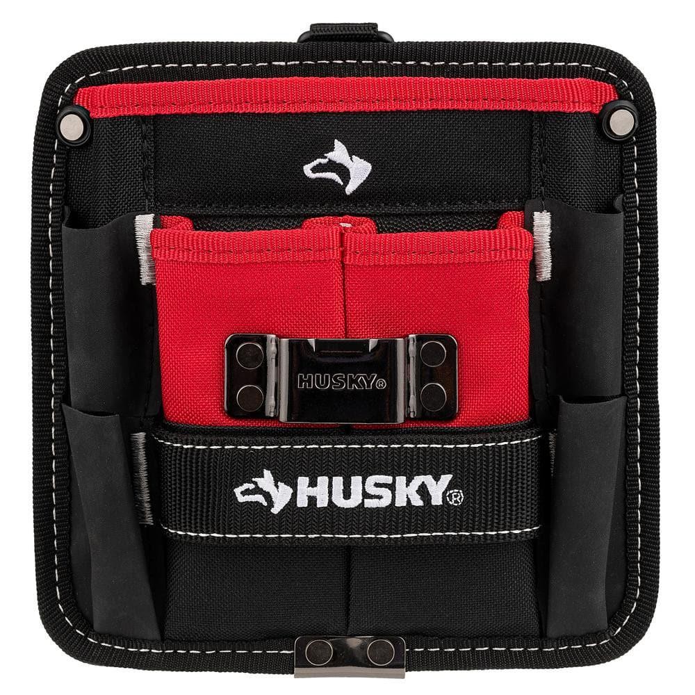 Husky Tool Belt Pouch 3 Pocket Clip On 7 in Water Resistant Heavy Duty Storage