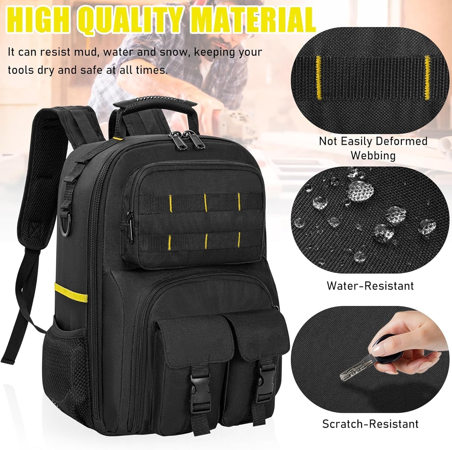 Water-Resistant Heavy Duty Tool Bag with Comfortable Shoulder Support – 28lbs
