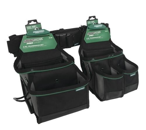 3 Piece Tradesmen Set Padded Belt Contractor Framer Pouch Steel Clip Storage