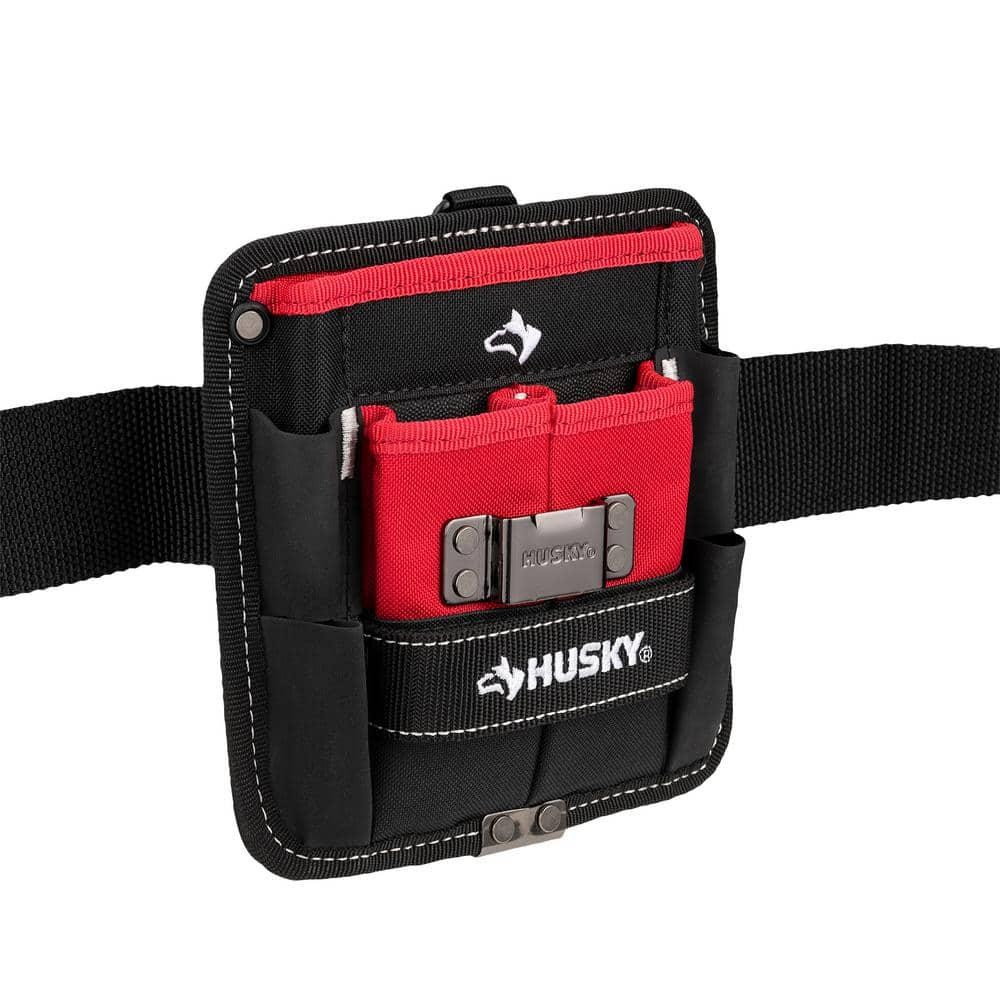 Husky Tool Belt Pouch 3 Pocket Clip On 7 in Water Resistant Heavy Duty Storage