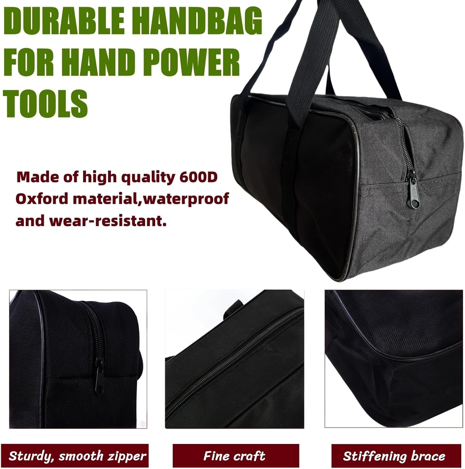 15 Inch Wide Mouth Tool Bag, Waterproof Oxford Electrician Tool Bag, Large Capac
