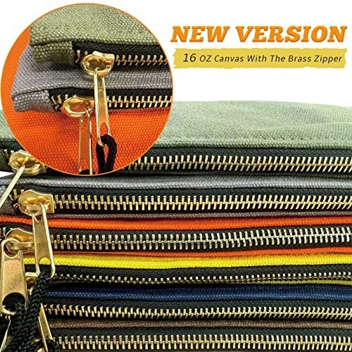 Heavy Duty Canvas Tool Bag Organizer – 7 Assorted Zipper Utility Pouches for Too