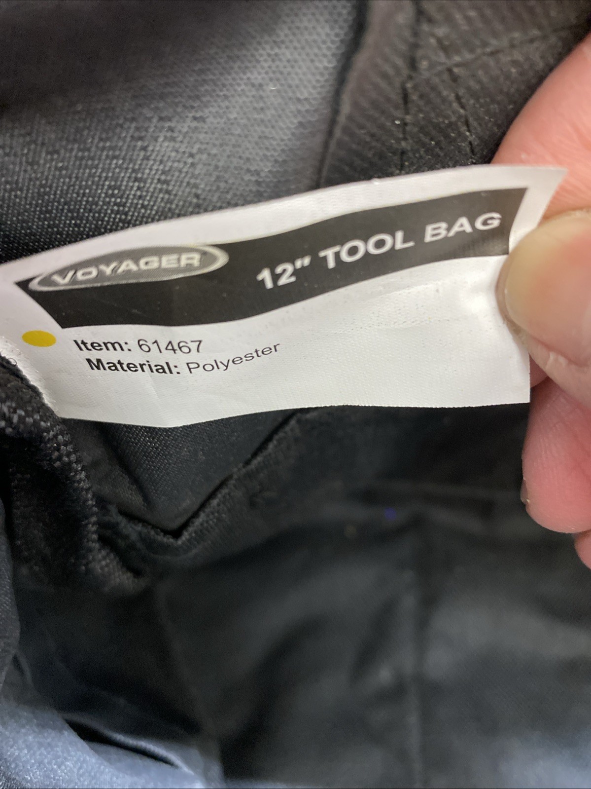 Voyager 12” Portable Tool Bag Item#61467 Black Polyester Zip Closure