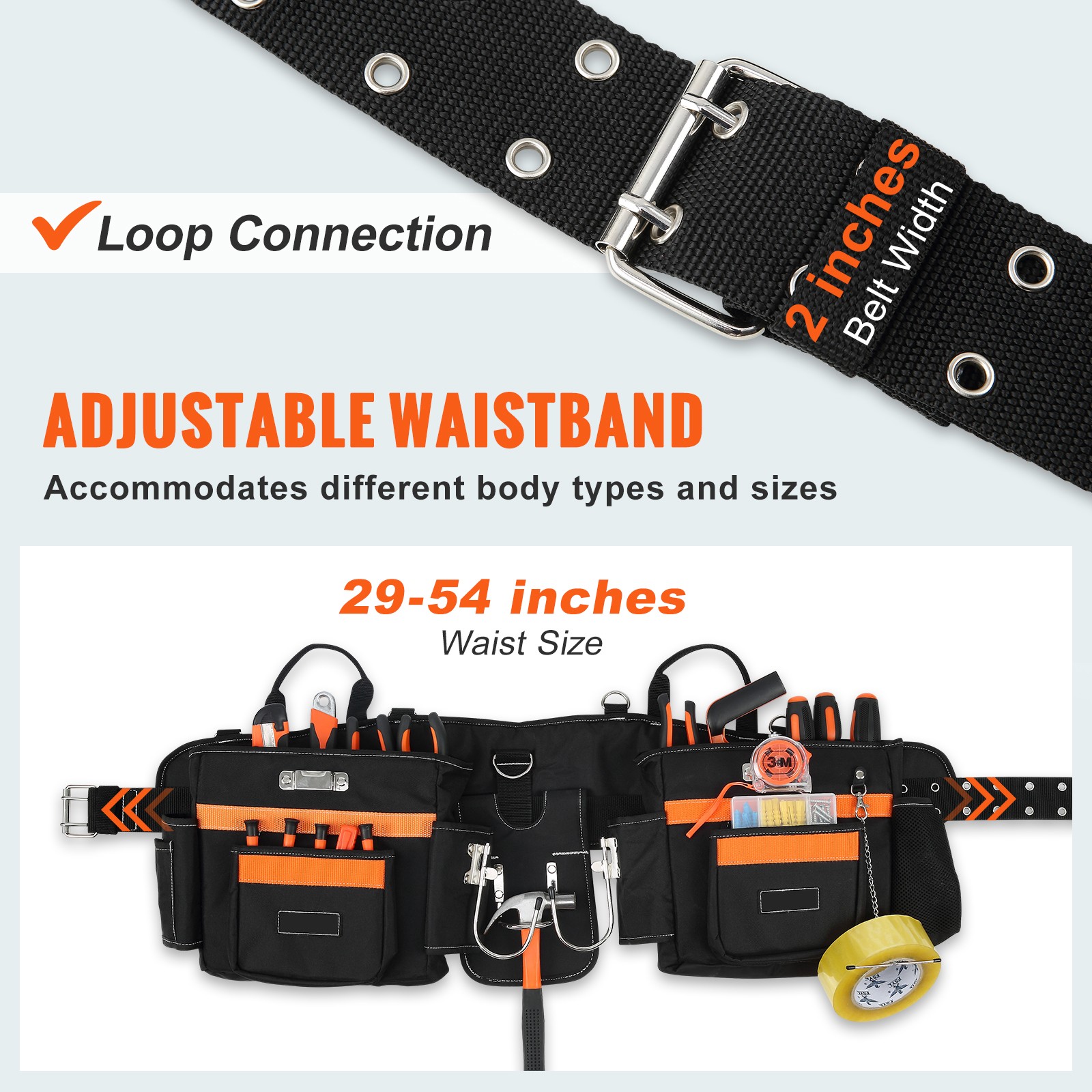 Uimoso Tool Belt with Suspenders Adjustable Carpenter Tool Pouch 600D Polyester