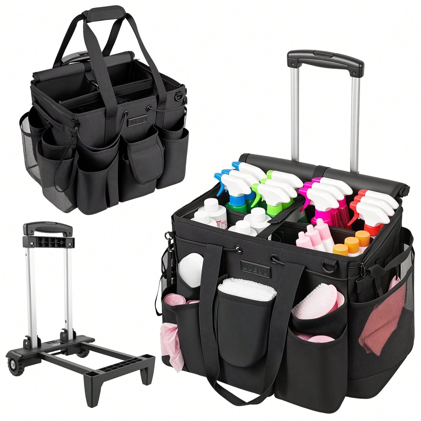 Rolling Cleaning Caddy Bag with Wheels Supplies Organizer Cart