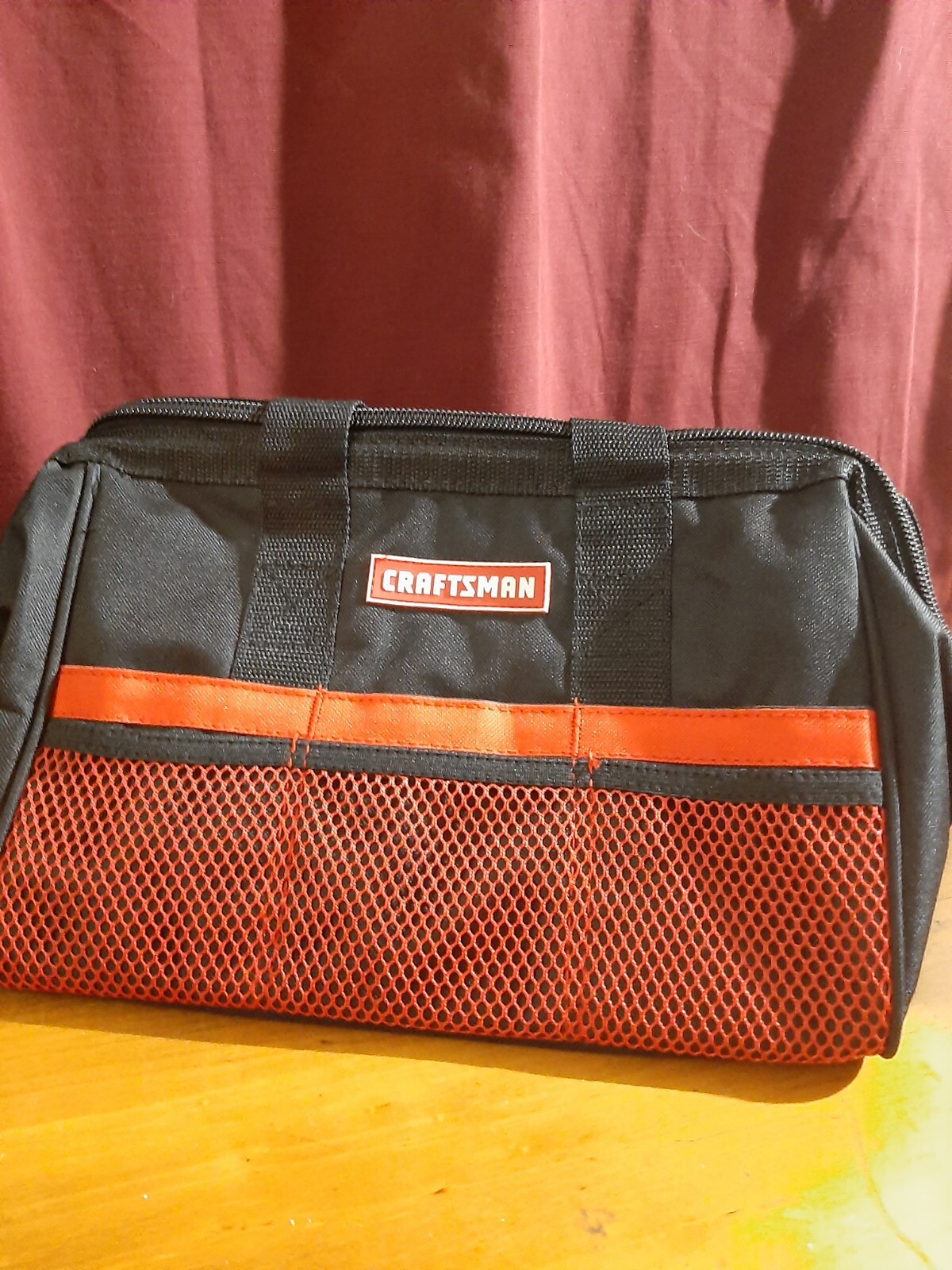 Lot of 2 Craftsman 13″ Tool Canvas Carry Tote Bag with Zipper Red and Black NWOT