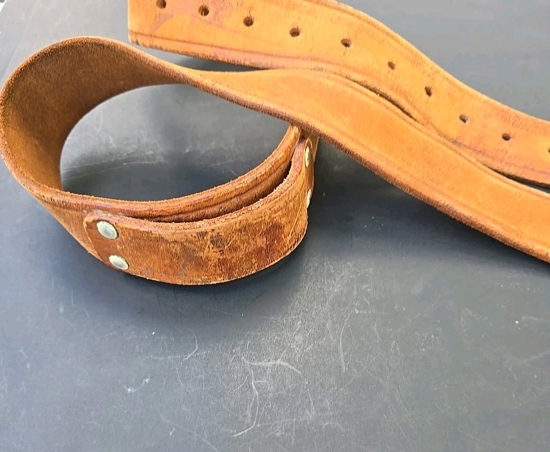 Vintage W. M. Bashlin Co. Linesman Tool Belt, #628-46 100% Distressed Leather