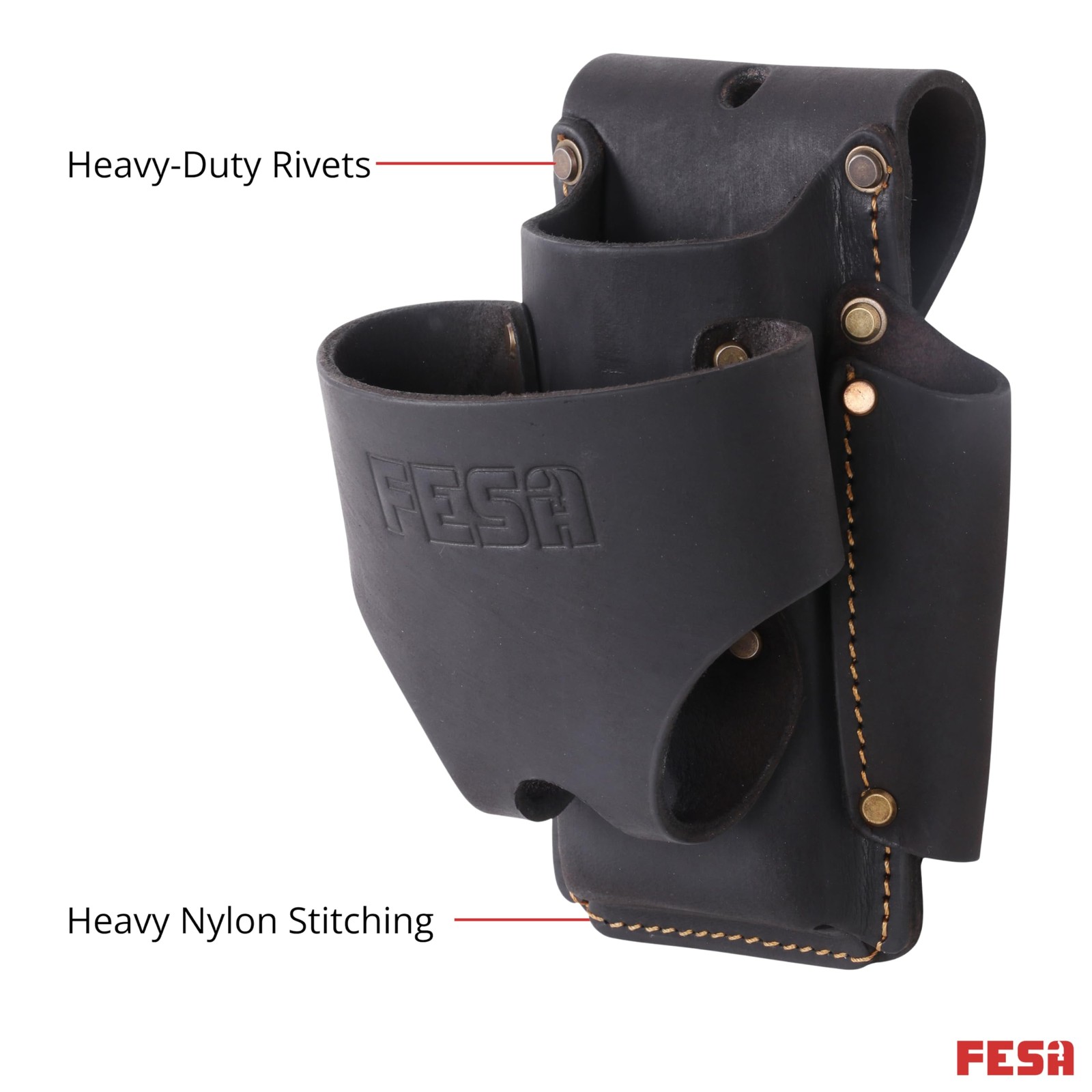 4-in-1 Leather Tape Measure Holder Heavy Top Grain Small Tool Pouch Brown