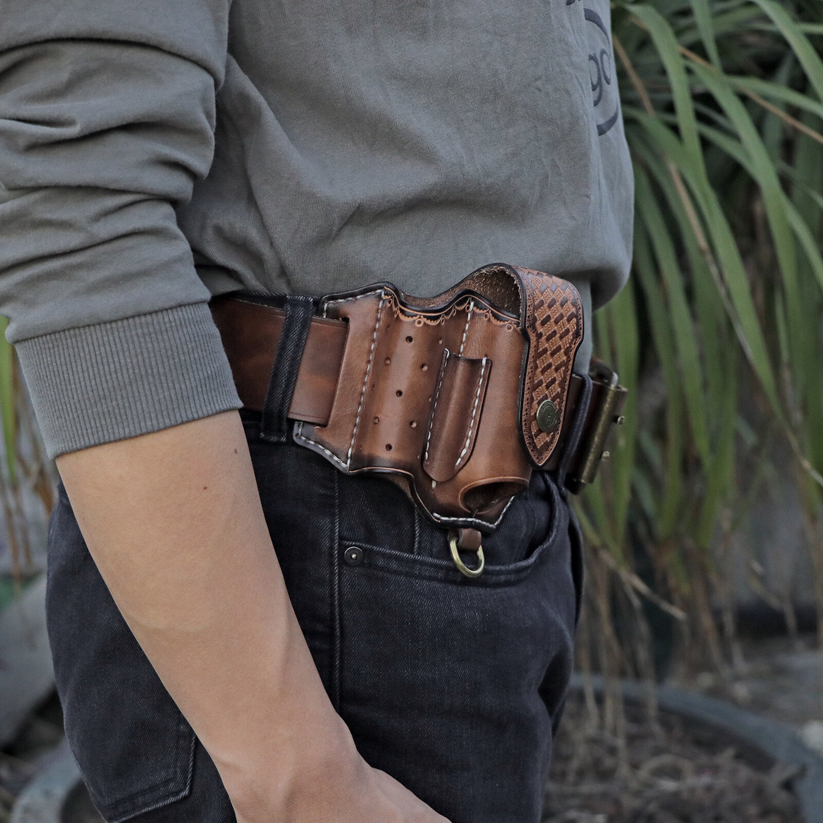 Leather 4 in 1 Knife Sheath EDC Pliers Belt Holder Pouch Multitool Case