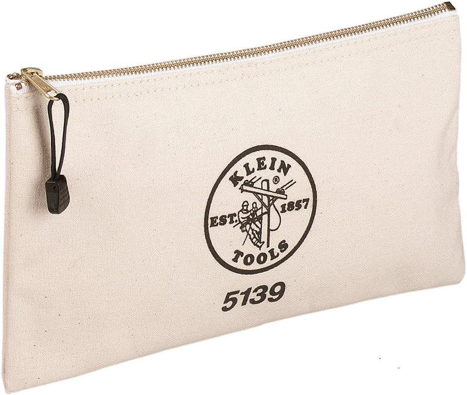 Zipper Bag, Canvas Tool Pouch with Heavy Duty Brass Zipper Close