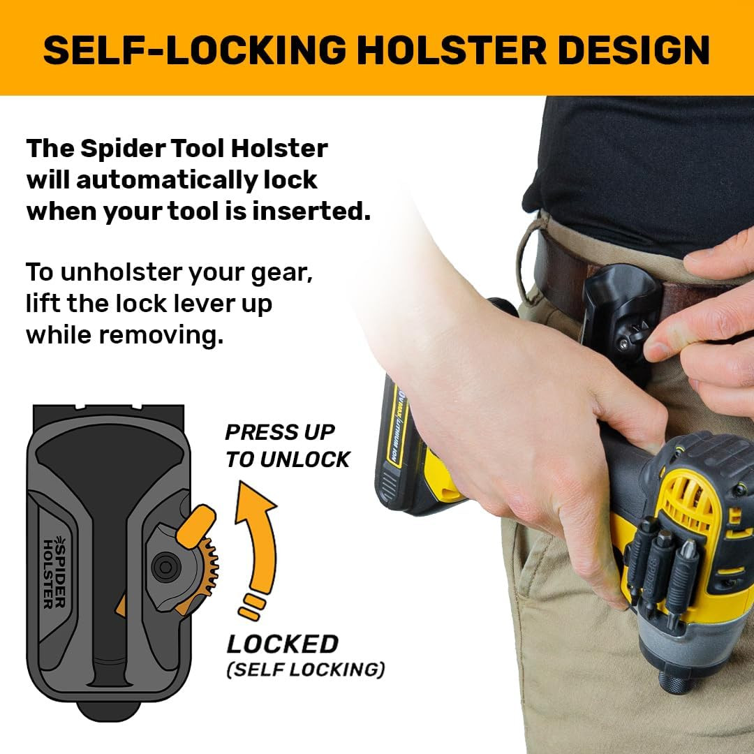 Tool Holster – Self Locking, Quick Draw, Universal Tool Holder – Clips onto Any