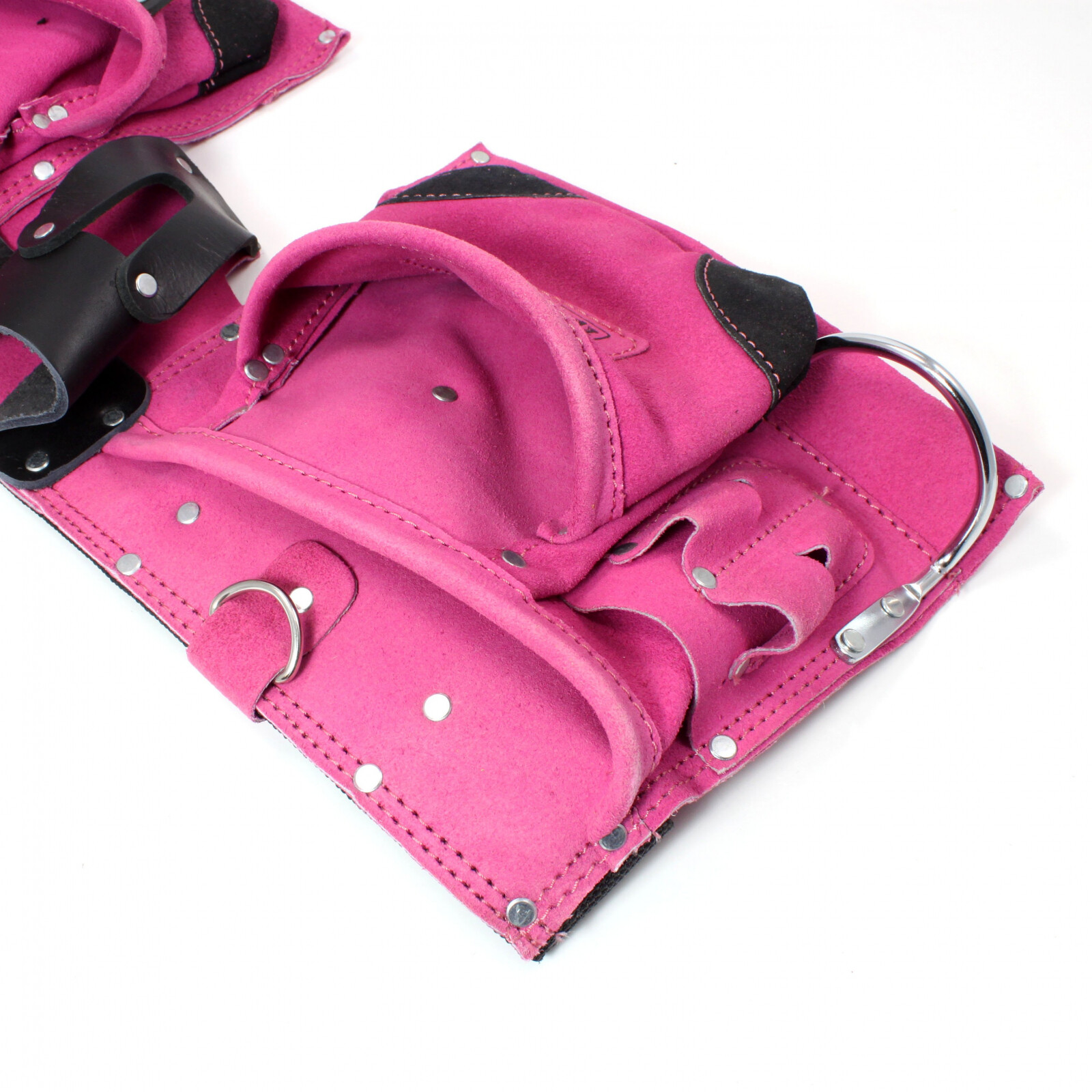 9 Pocket Tool Belt Pouch Heavy Duty Pink Suede Leather Fits Hammer And Nails