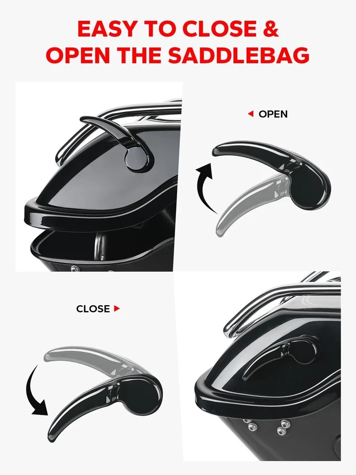 Gloss Black Saddlebag Latch Kit -Stainless Steel Saddle Bag Lifter fit for Ha…