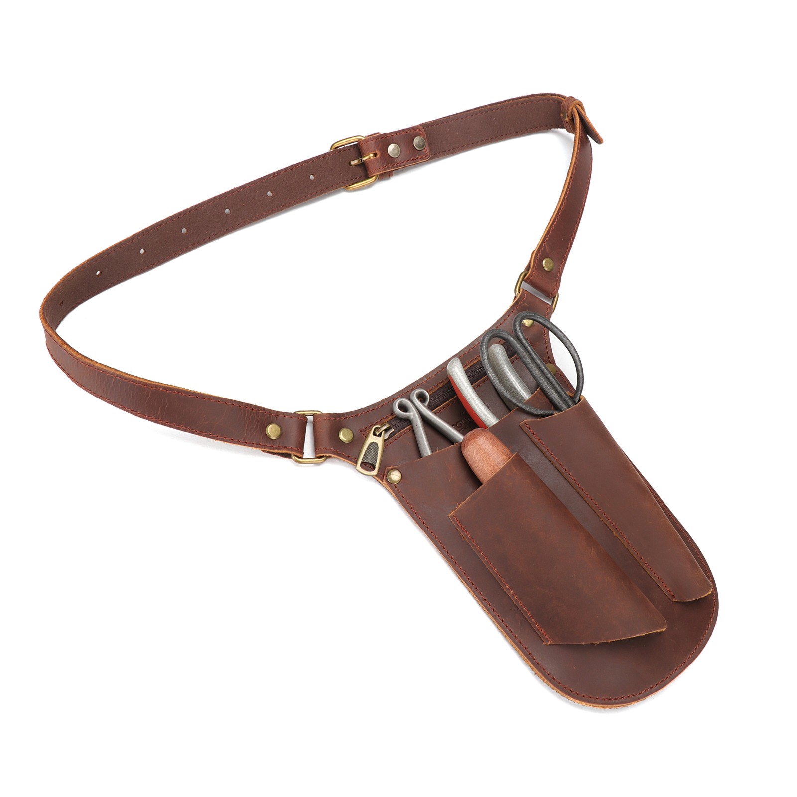 TOURBON Leather Garden Tool Florist Organizer Belt Bag Storage Phone EDC Case