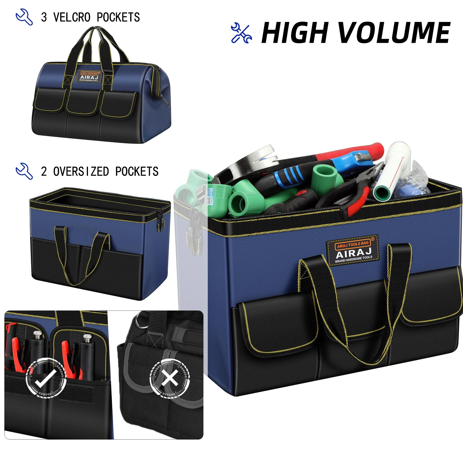 AIRAJ Multifunctional Tool Bags 1680D Oxford Cloth Electrician Bags